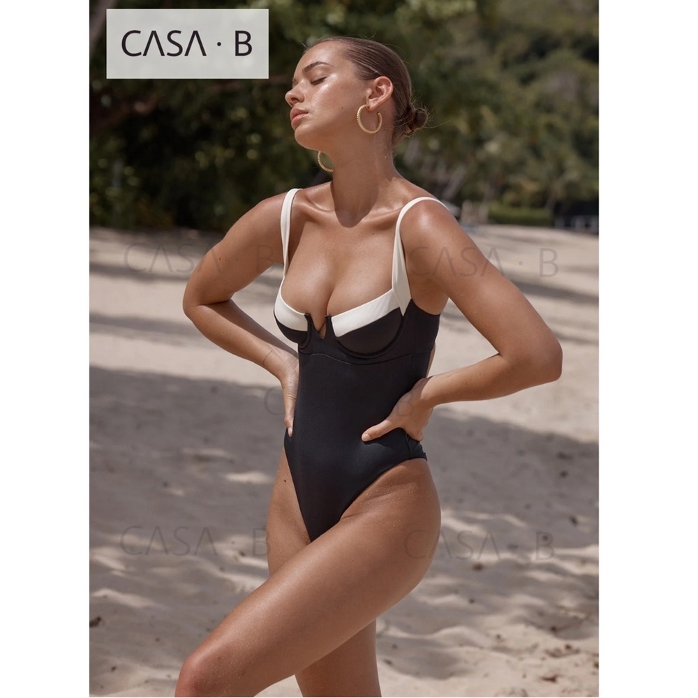 2/20💫to CASA B| Monaco One Piece Swimsuit in Ivory & Black - Picture 7 of 17